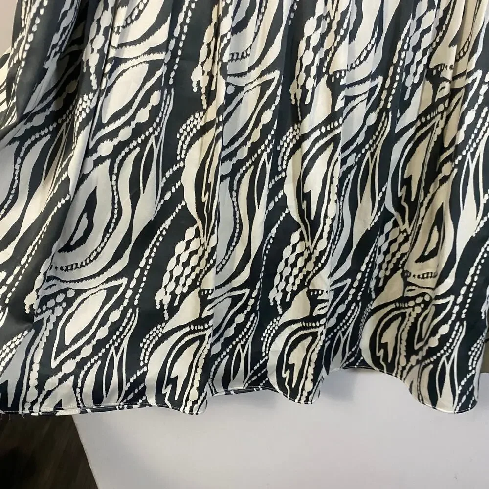 Mackie & Co by Bob Mackie Art To Wear Lined Cream Satin A-Line Skirt Abstract 12
